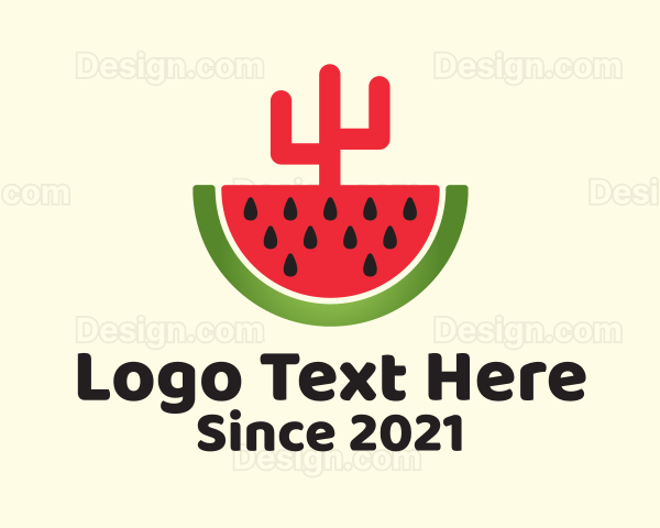 Sliced Watermelon Cactus Logo