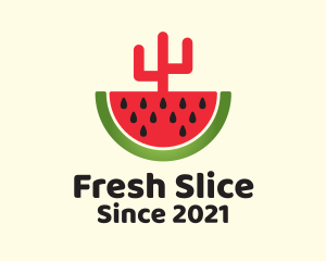 Sliced Watermelon Cactus  logo design