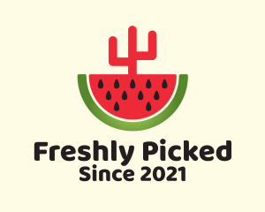 Sliced Watermelon Cactus  logo design