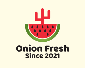 Sliced Watermelon Cactus  logo design