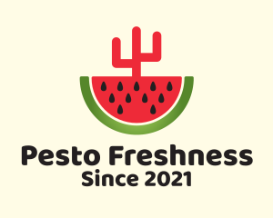 Sliced Watermelon Cactus  logo design