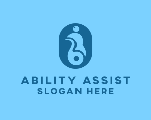 Blue Disability Wheelchair logo design