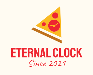 Pizza Slice Clock  logo design