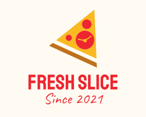 Pizza Slice Clock  logo design