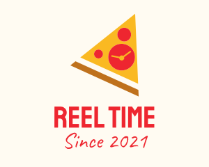 Pizza Slice Clock  logo design