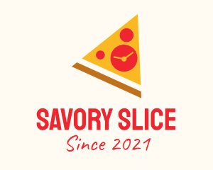 Pizza Slice Clock  logo design