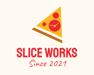 Pizza Slice Clock  logo design