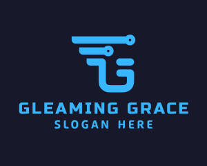 Blue Digital Letter G logo design