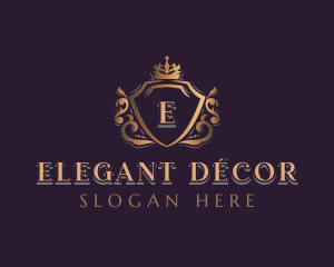 Elegant Crown Shield logo design