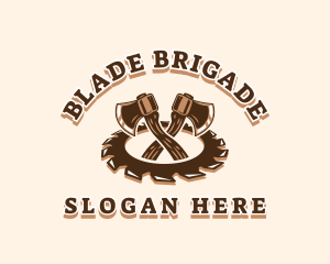 Saw Blade Axe Woodwork logo design