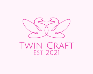 Pink Swan Couple  logo design