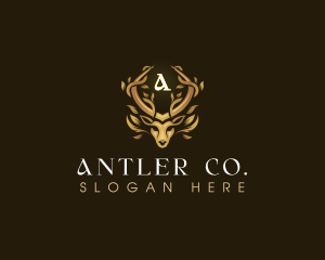 Elegant Antler Deer logo design