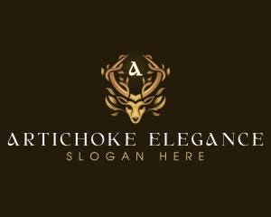 Elegant Antler Deer logo design