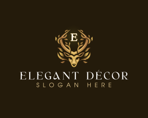 Elegant Antler Deer logo design