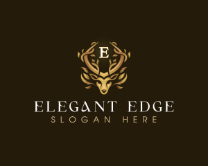 Elegant Antler Deer logo design