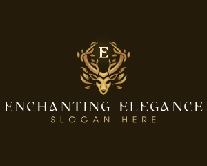 Elegant Antler Deer logo design