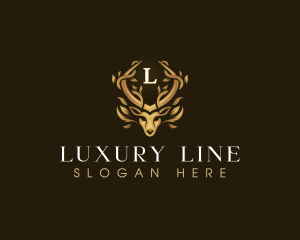 Elegant Antler Deer logo design