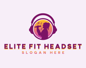 Female Singer Headset logo design