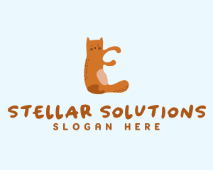 Playful Cat Letter E Logo