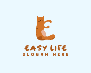 Playful Cat Letter E logo design