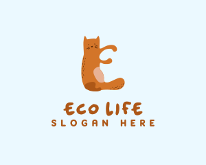 Playful Cat Letter E logo design