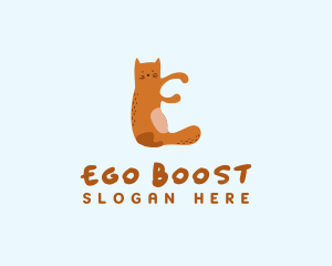 Playful Cat Letter E logo design