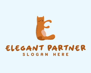 Playful Cat Letter E logo design