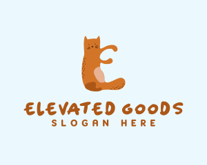 Playful Cat Letter E logo design