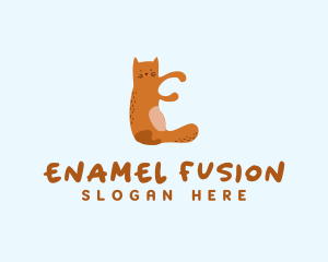 Playful Cat Letter E logo design