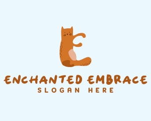 Playful Cat Letter E logo design