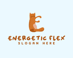 Playful Cat Letter E logo design