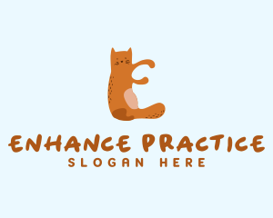 Playful Cat Letter E logo design