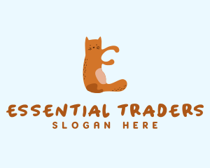 Playful Cat Letter E logo design