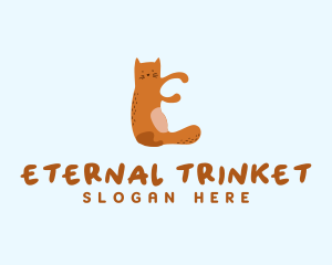 Playful Cat Letter E logo design