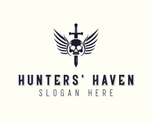 Hunter Skull Sword logo design