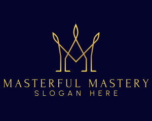 Golden Crown Letter M logo design