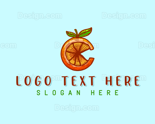 Orange Fruit Letter C Logo