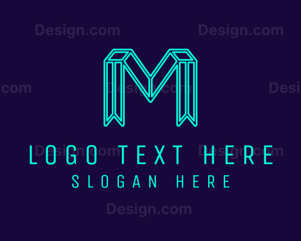 Geometric Tech Letter M Outline Logo