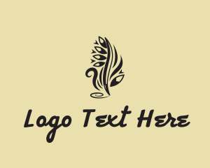 Tribal Tattoo Feather Pen Logo