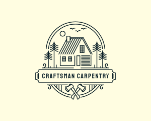 Carpenter Woodwork Cabin logo design