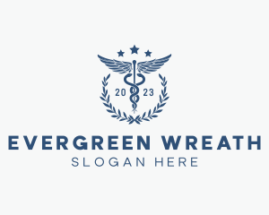 Medical Caduceus Wreath logo design