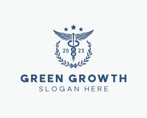 Medical Caduceus Wreath logo design