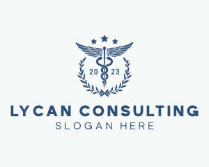 Medical Caduceus Wreath logo design