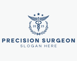 Medical Caduceus Wreath logo design