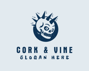 Spiky Mohawk Skull logo design