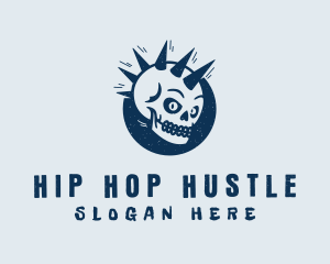 Spiky Mohawk Skull logo design