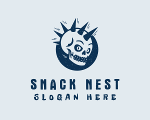 Spiky Mohawk Skull logo design