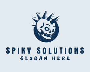 Spiky Mohawk Skull logo