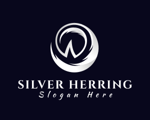 Metallic Wing Letter W logo design