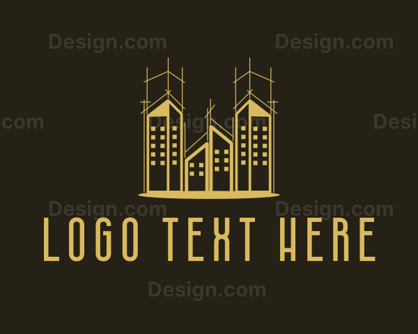 Gold Premium Real Estate Building Logo